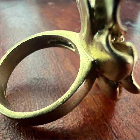Vintage Chunky Goldtone Star Magnolia Anemone Hellebore Flower of Life Ring Sz 9 - Picture 6 of 9